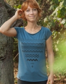 päfjes - ZickZack Zacken - Fair gehandeltes Tencel Frauen T-Shirt - DoveBlue